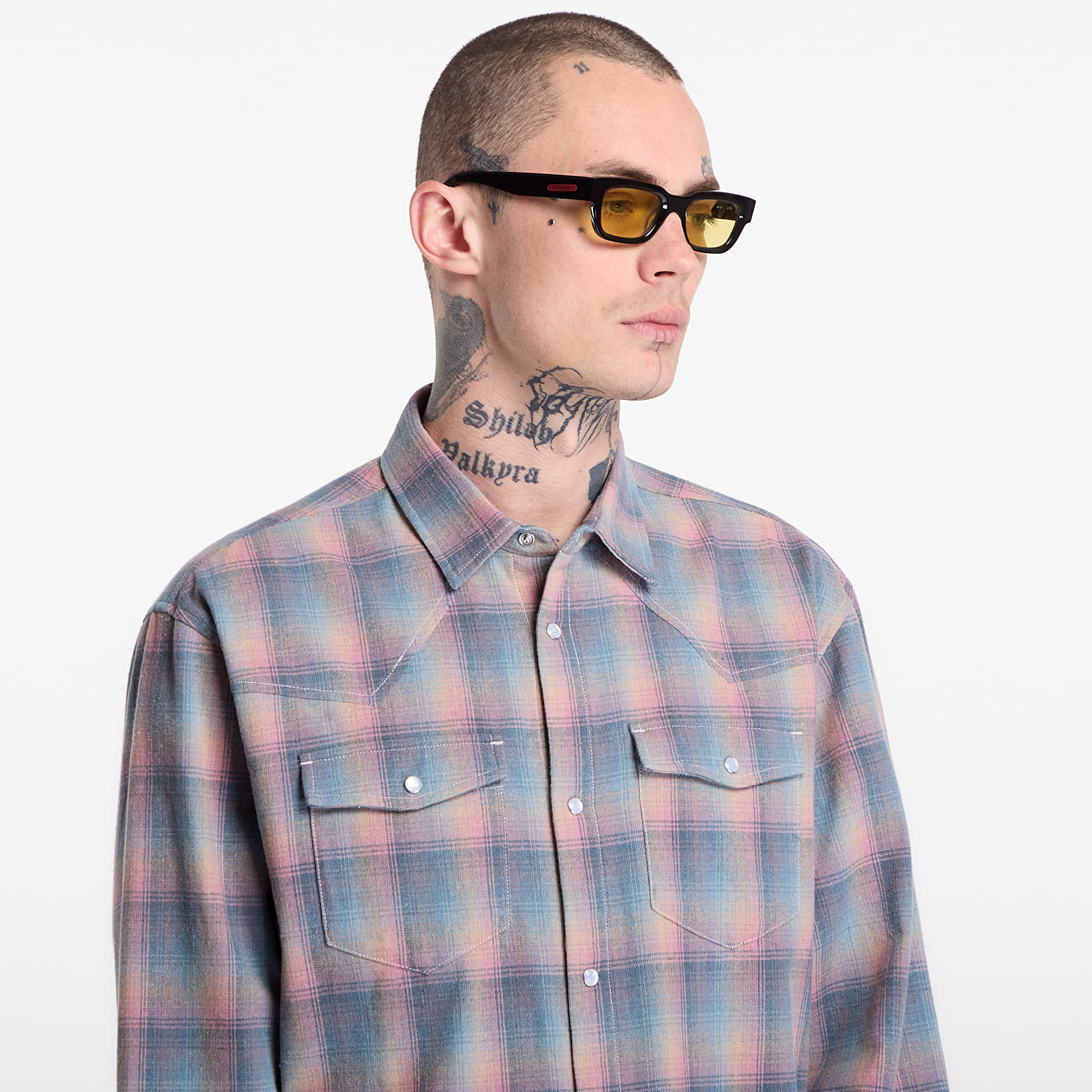 Košile PLEASURES Sender Western Button Up Pink