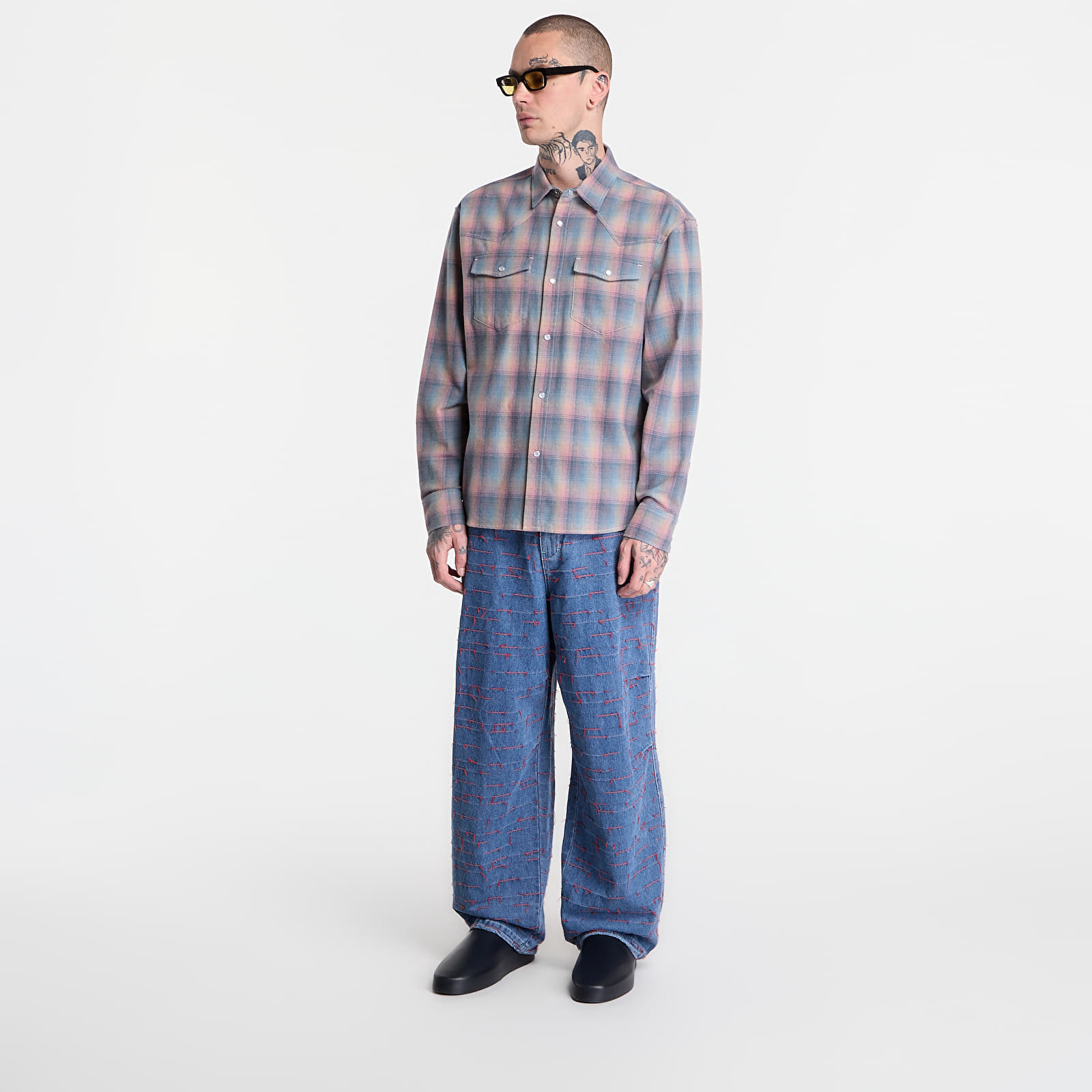 Košile PLEASURES Sender Western Button Up Pink