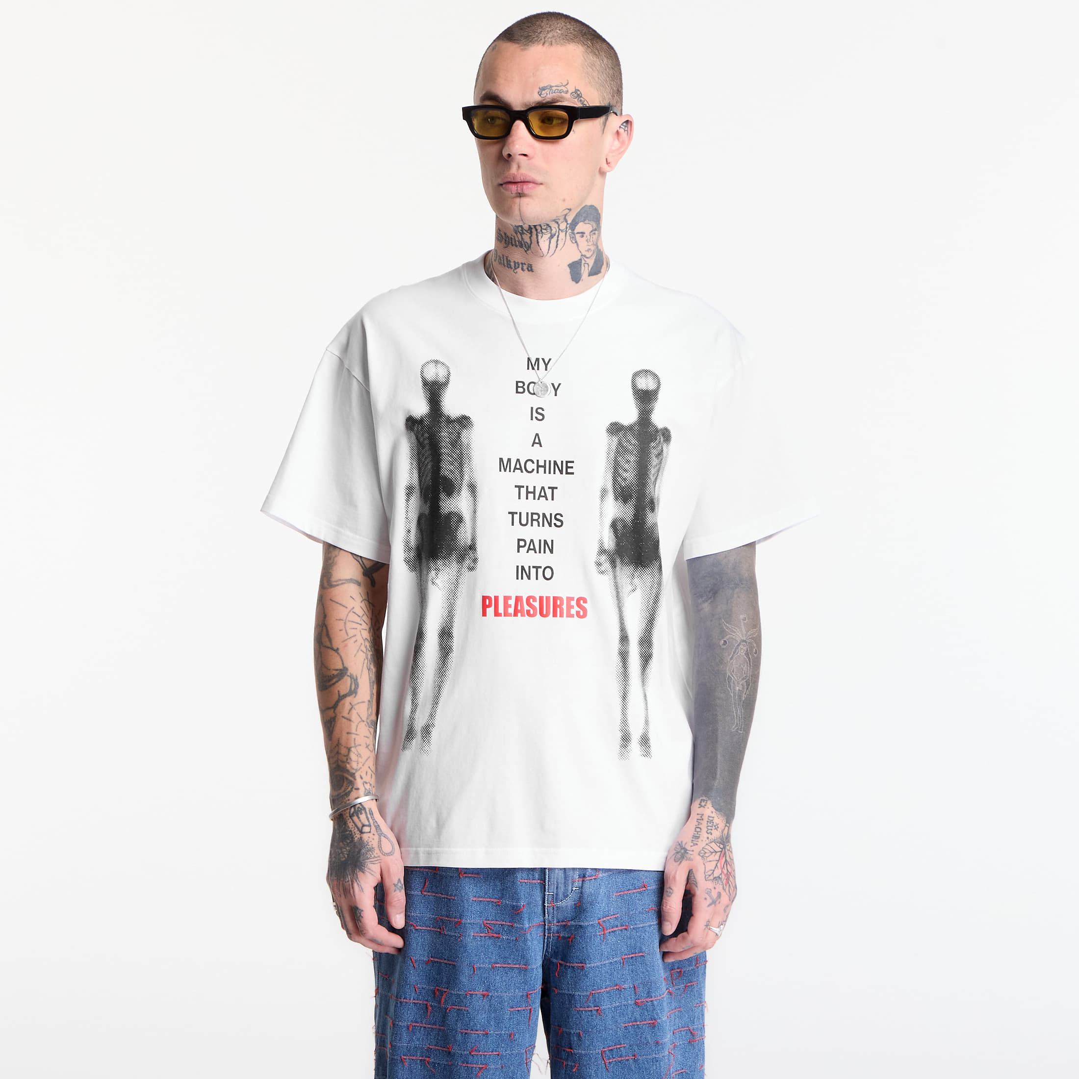 Levně Tričko PLEASURES Machine T-Shirt White XL