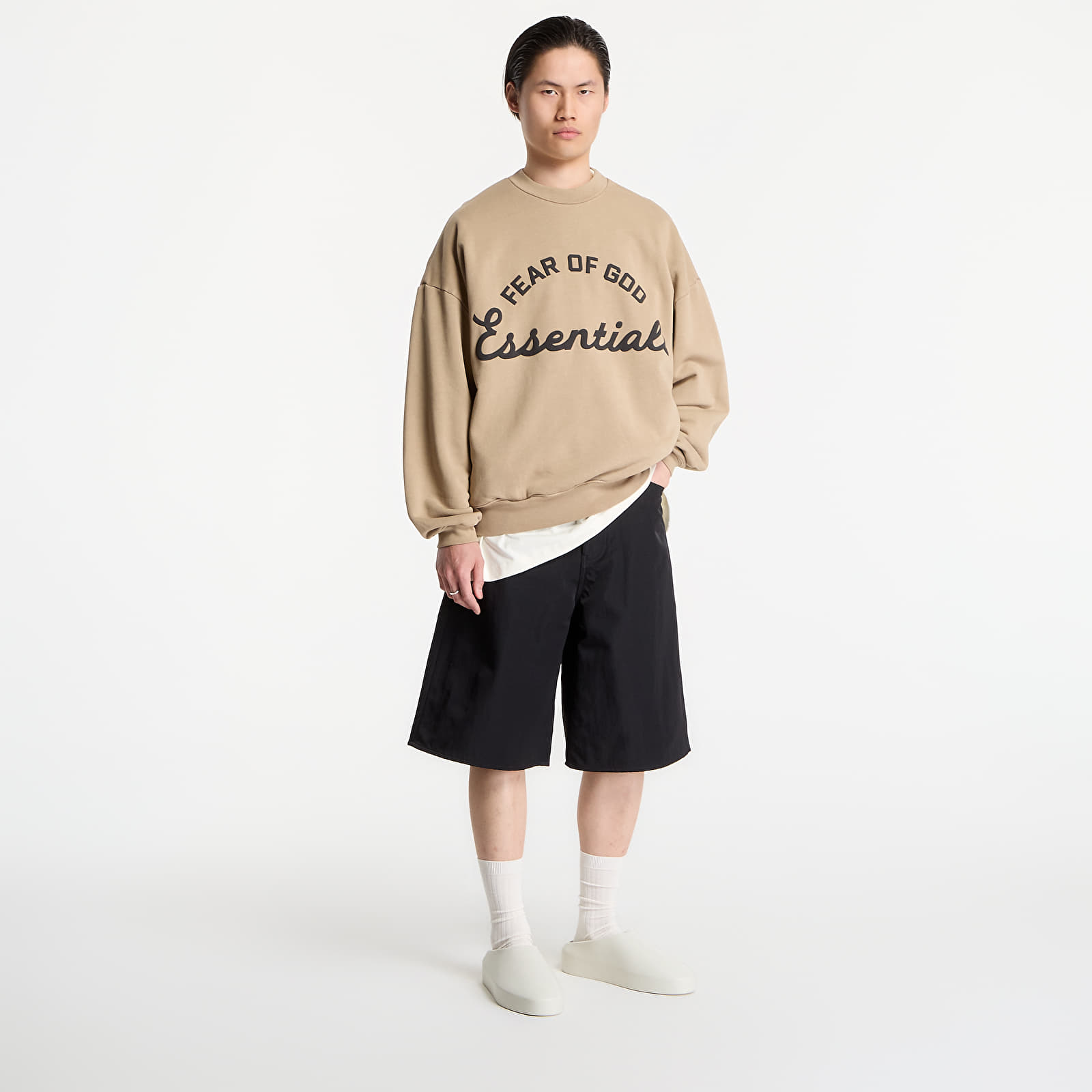 Mikiny Fear of God Essentials Training 90'S Crewneck Sweatshirt Faded Dune
