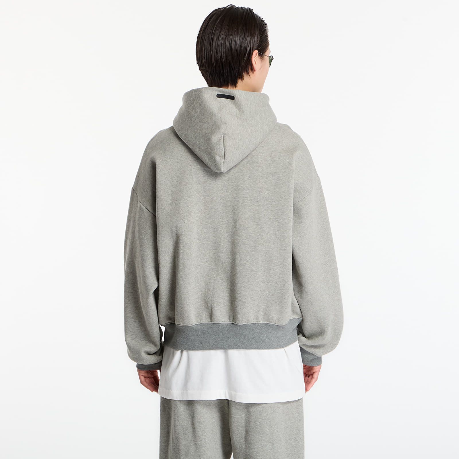 Džemperiai su gobtuvais ir džemperiai Fear of God Essentials Signature Classic Full Zip Hoodie Concrete Heather/ Dark Concrete Heather