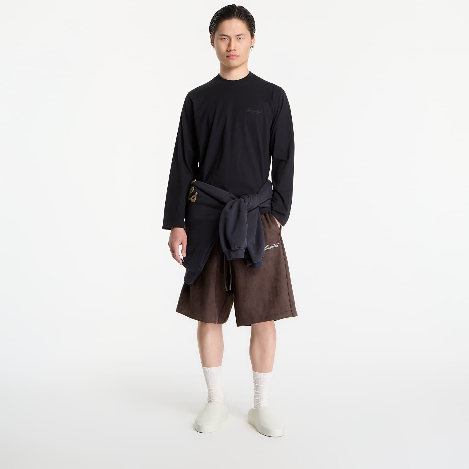 Trička Fear of God Essentials Classic Long Sleeve Tee Vintage Black