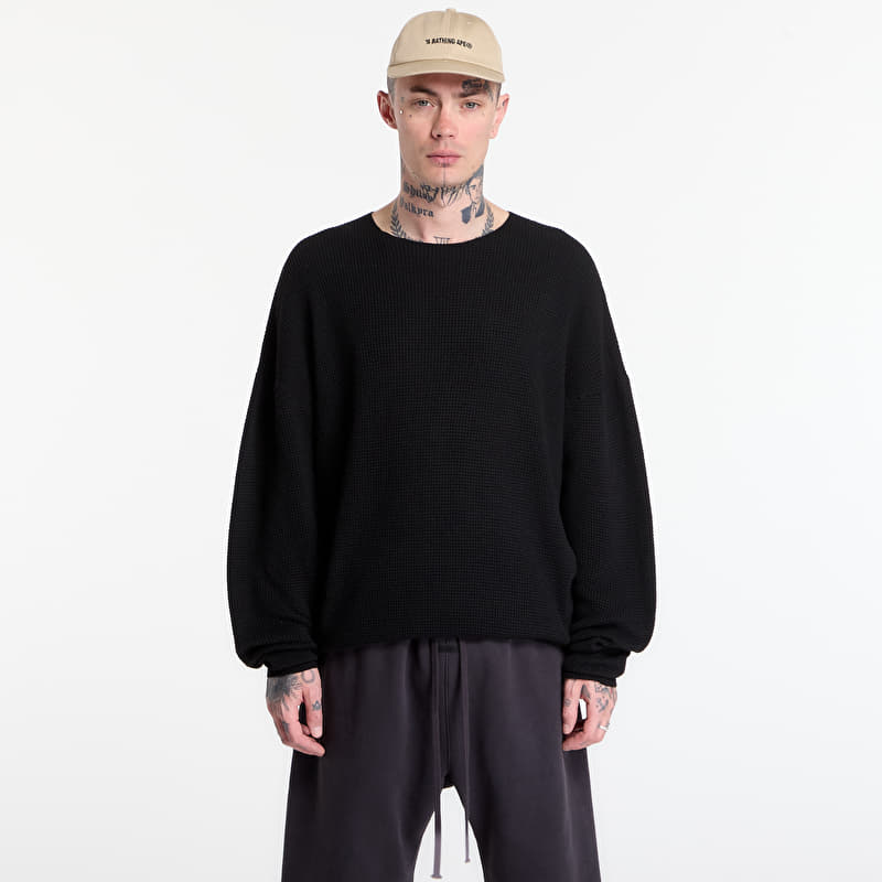 Sweatshirt Fear of God Essentials Signature Waffle 90'S Crewneck Vintage Black