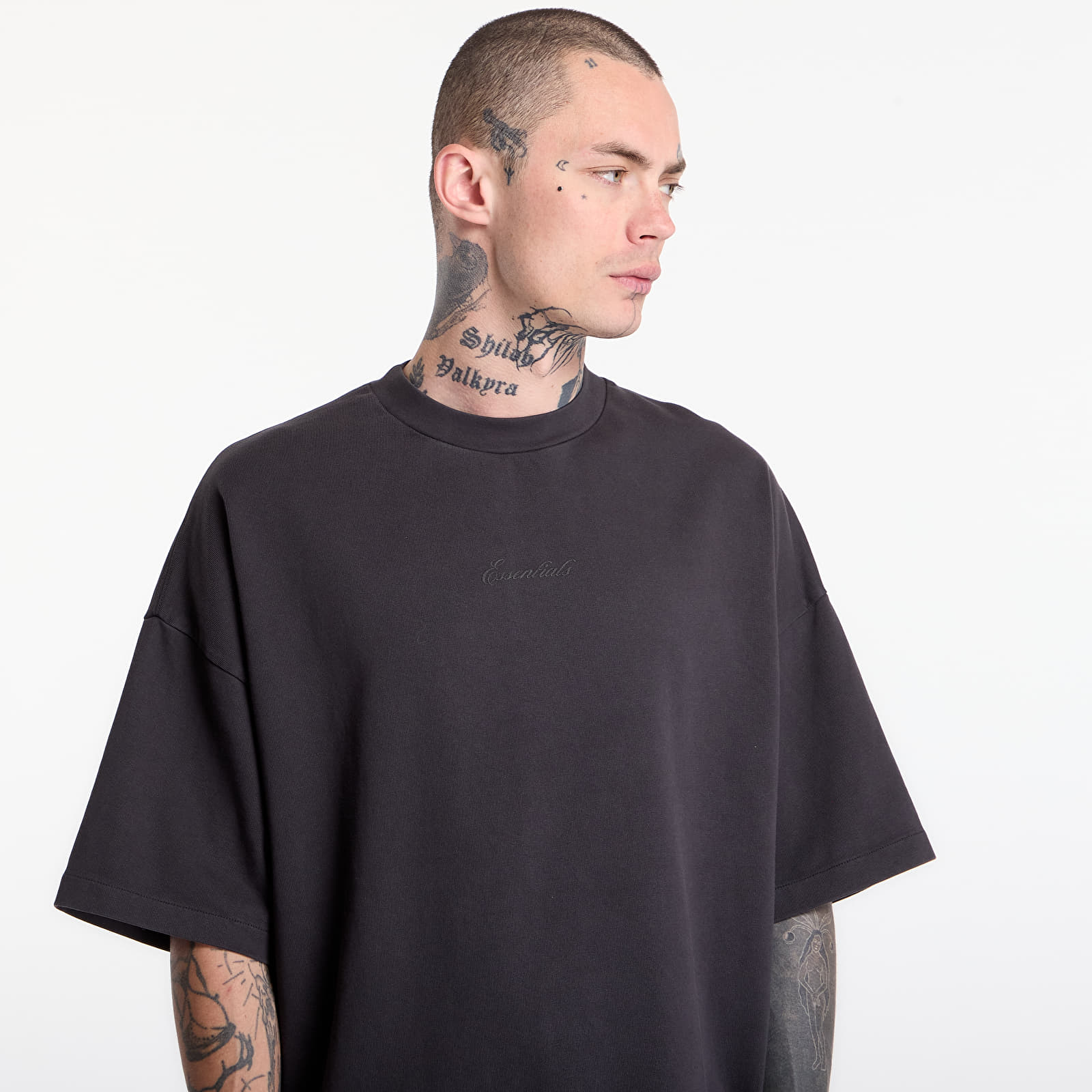 Trička Fear of God Essentials Signature 90' Short Sleeve Faded Black