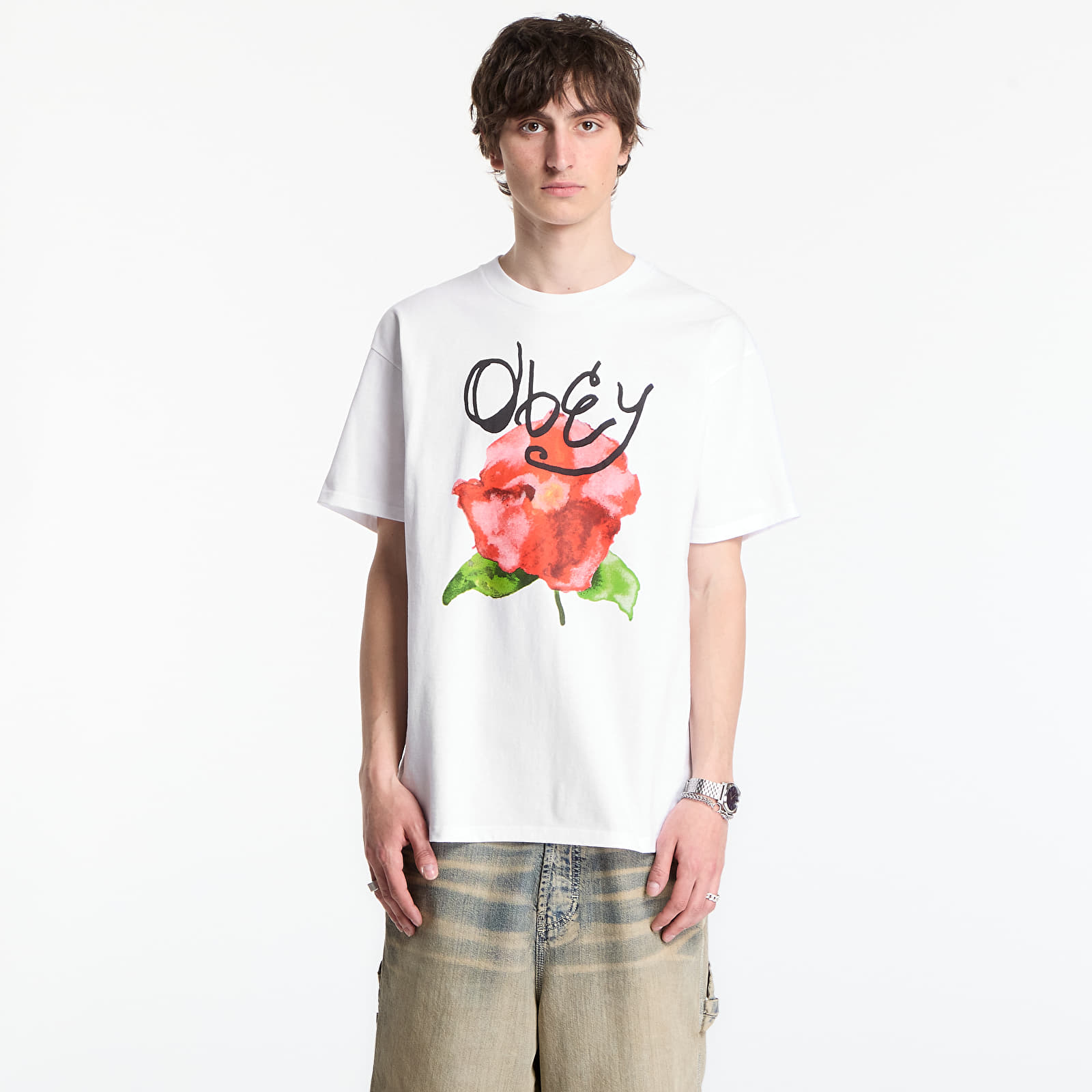 T-shirts OBEY Watercolor Poppy White