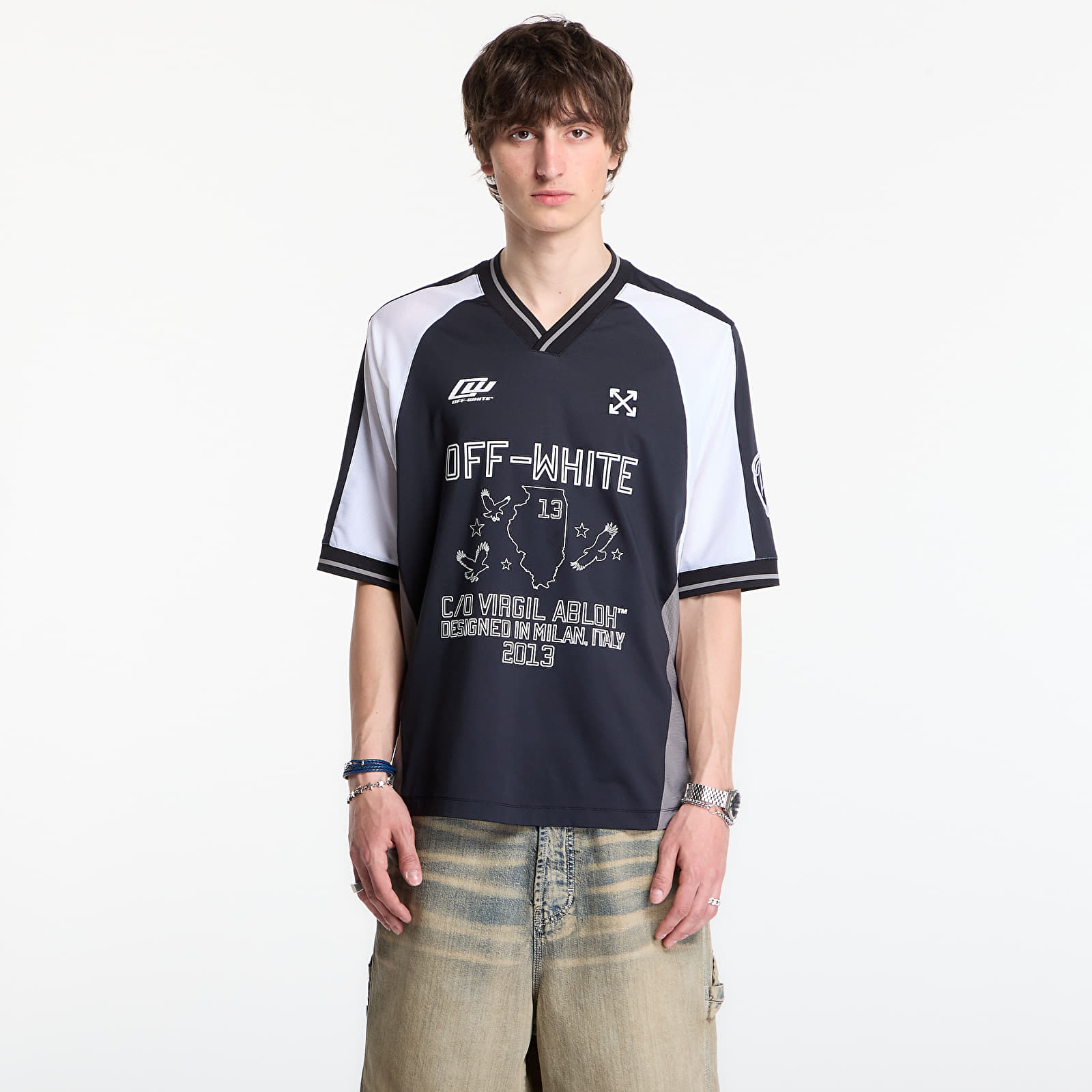 Trøyer Off-White Soccer V-Neck S/S T-Shirt 1 Black