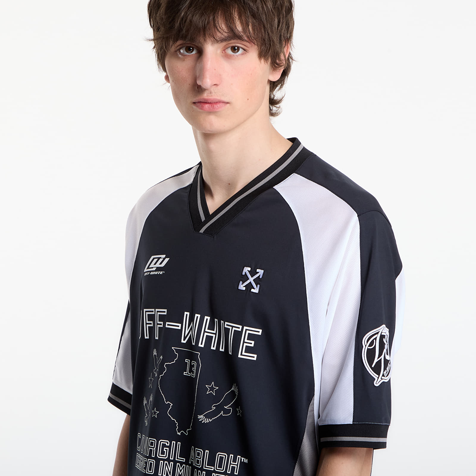 Trøyer Off-White Soccer V-Neck S/S T-Shirt 1 Black