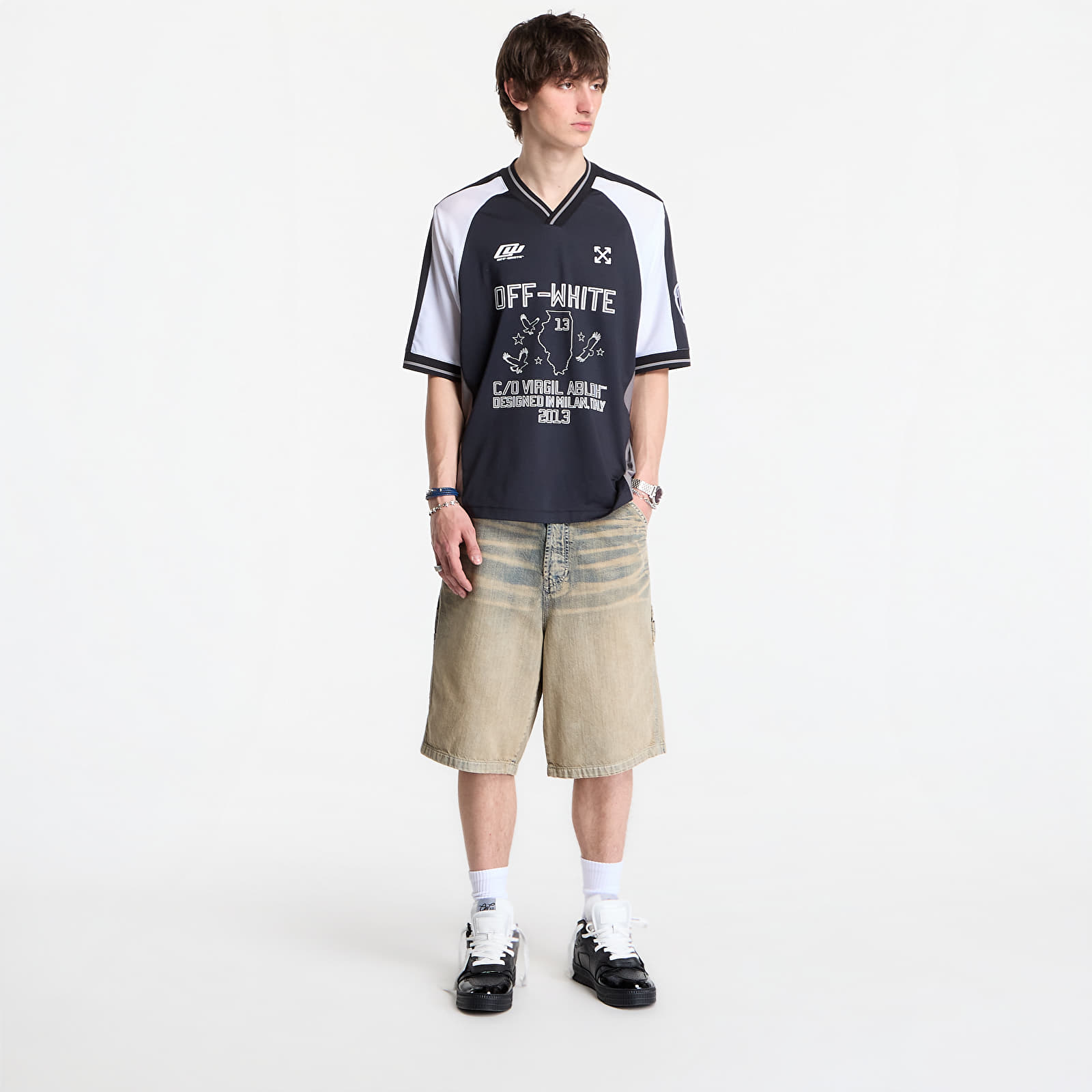Trøyer Off-White Soccer V-Neck S/S T-Shirt 1 Black