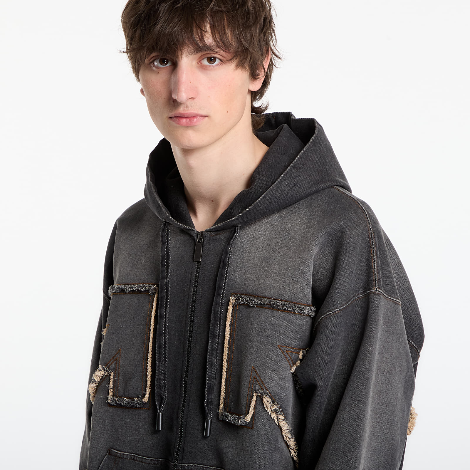 Mikiny Off-White Arrow Distr Den Zip Skate Hoodie Highlighted Black