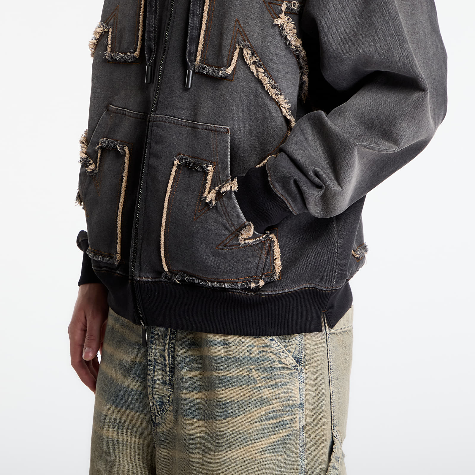 Mikiny Off-White Arrow Distr Den Zip Skate Hoodie Highlighted Black