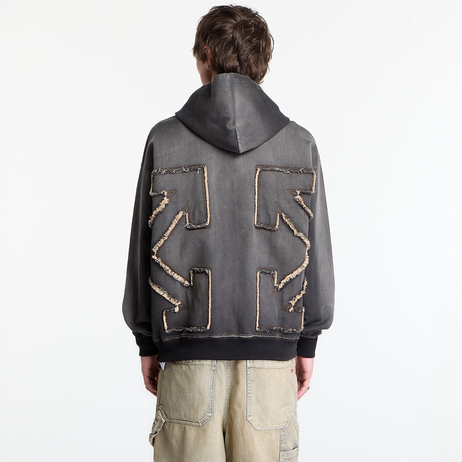 Mikiny Off-White Arrow Distr Den Zip Skate Hoodie Highlighted Black