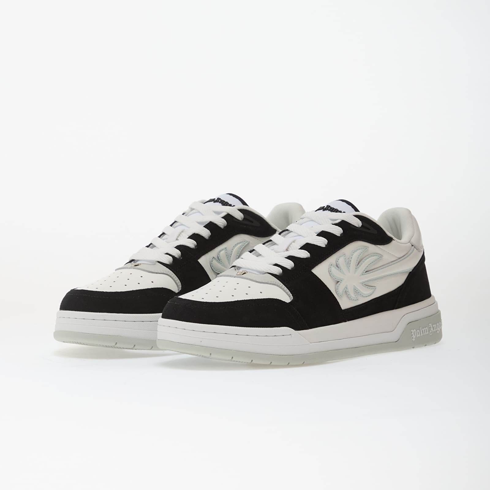 Vīriešu apavi Palm Angels Palm Basketball Lea Sneakers Black Light Grey