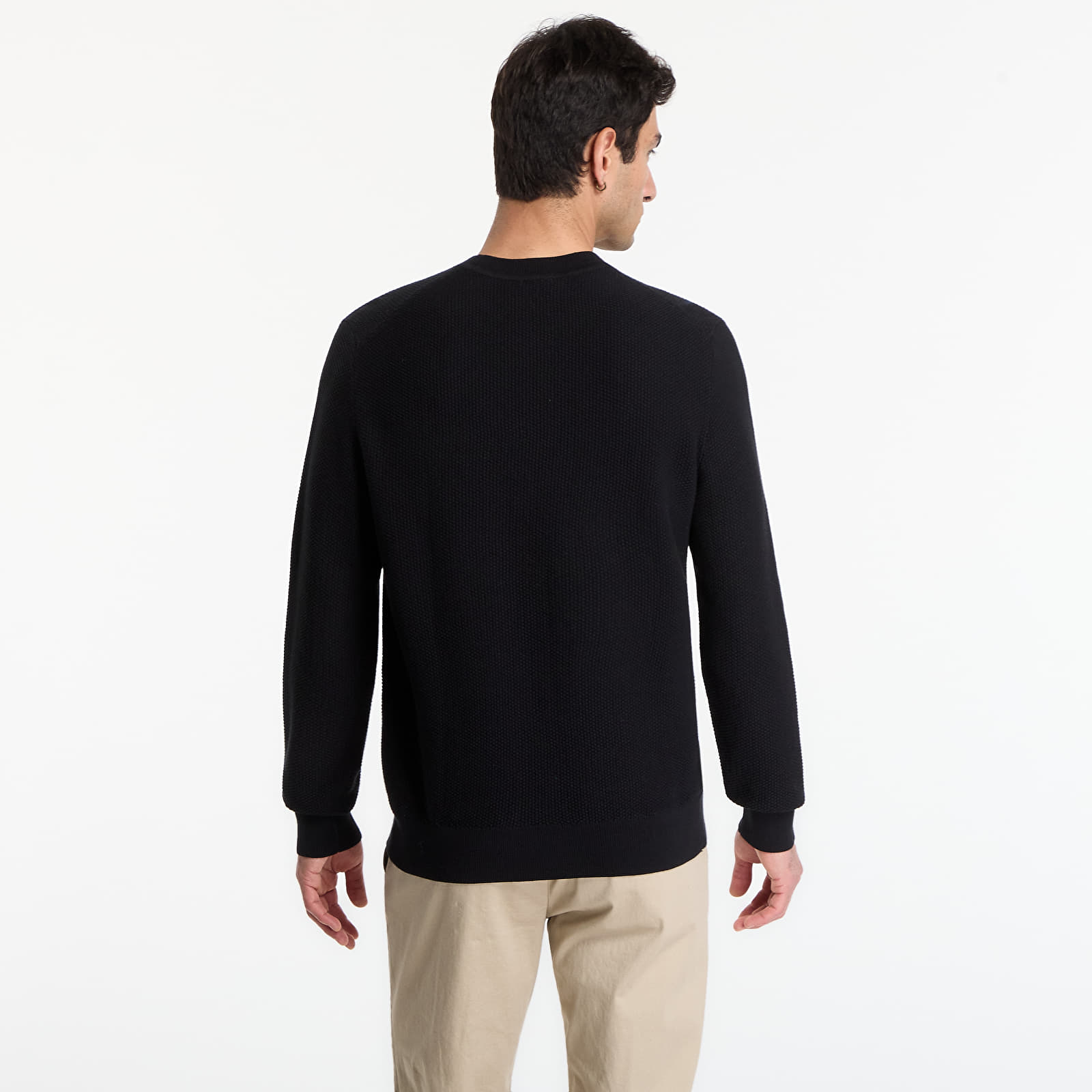 Men's sweaters Calvin Klein Ls Textured Cotton Crewneck Sweater Black