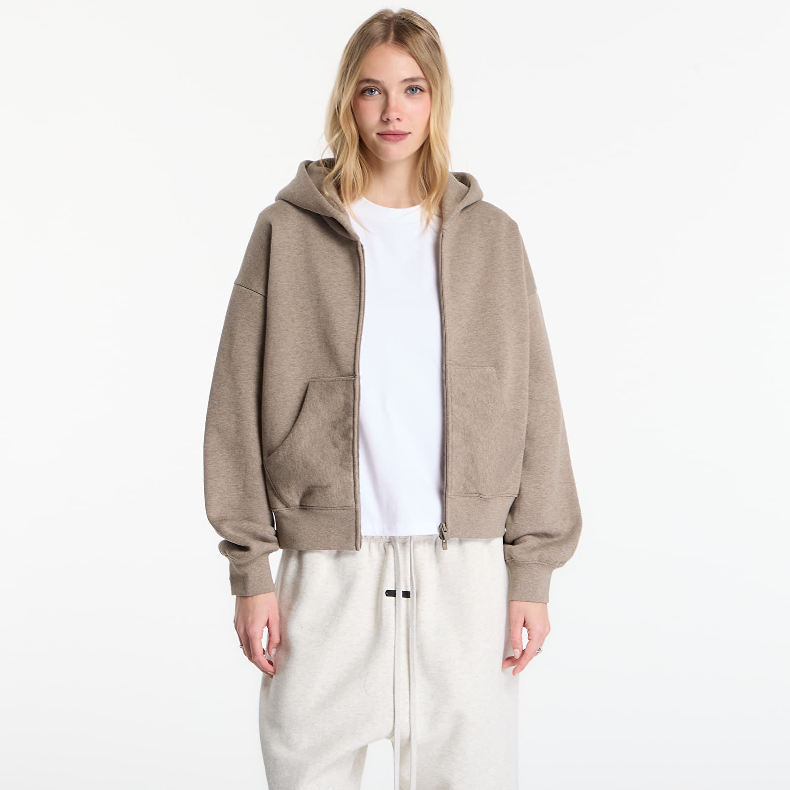 Mikiny Fear of God Essentials Classic Full Zip Hoodie Homestead Heather
