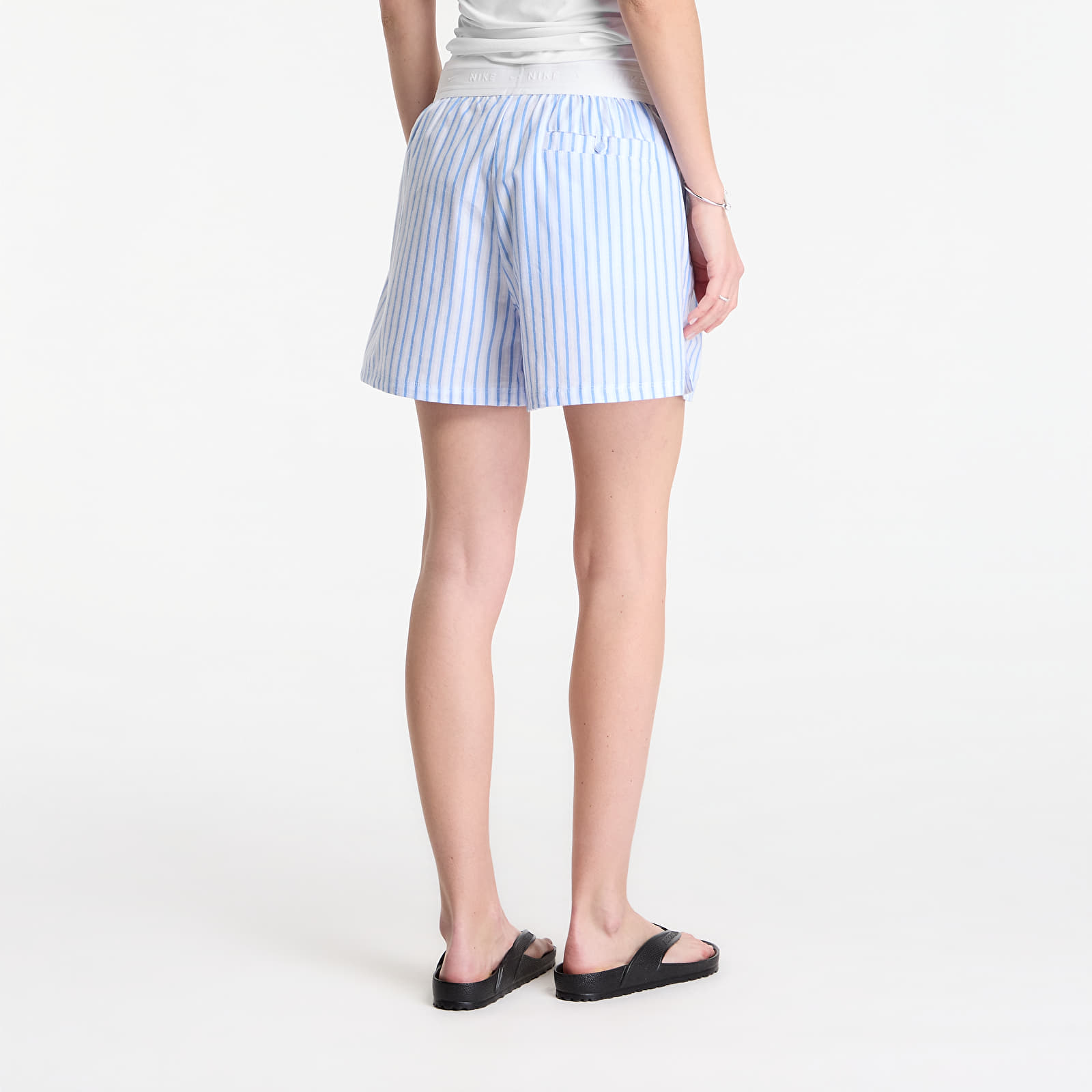 Shorts Nike Sportswear Chill Poplin Women's Loose Stripe Shorts Lt Photo Blue/ Hydrogen Blue/ Summit White