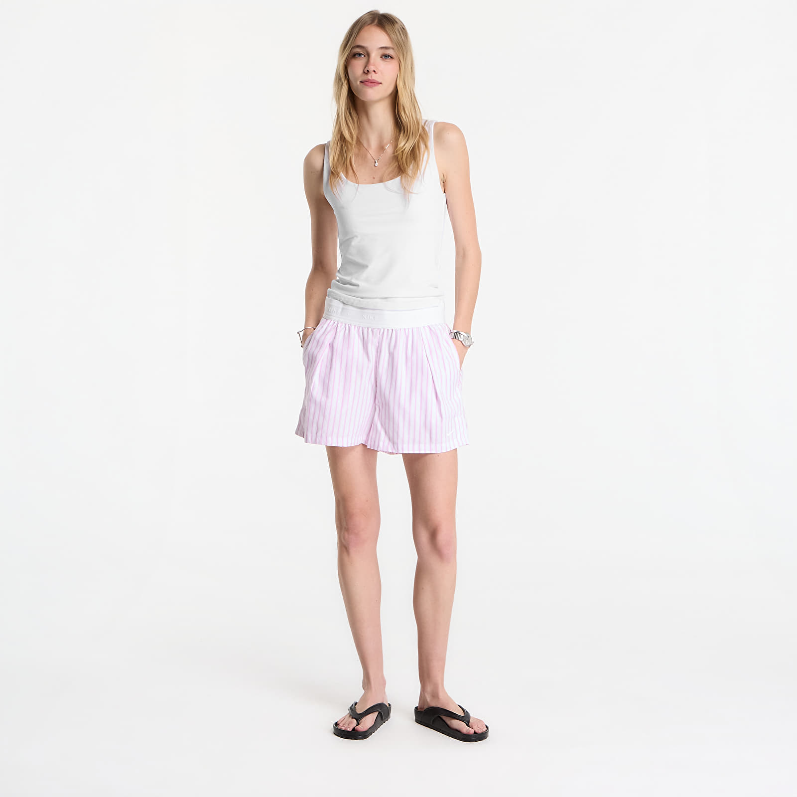 Shorts Nike Sportswear Chill Poplin Women's Loose Stripe Shorts Lt Magenta/ Pink Foam/ Summit White