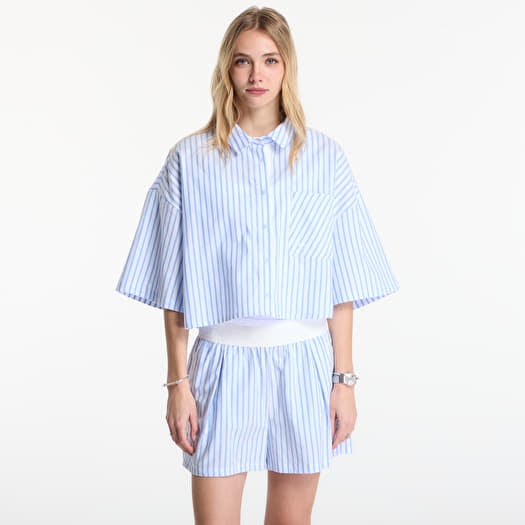 Skjorta Nike Sportswear Chill Poplin Women's Oversized Short-Sleeve Top Lt Photo Blue/ Hydrogen Blue/ Summit White