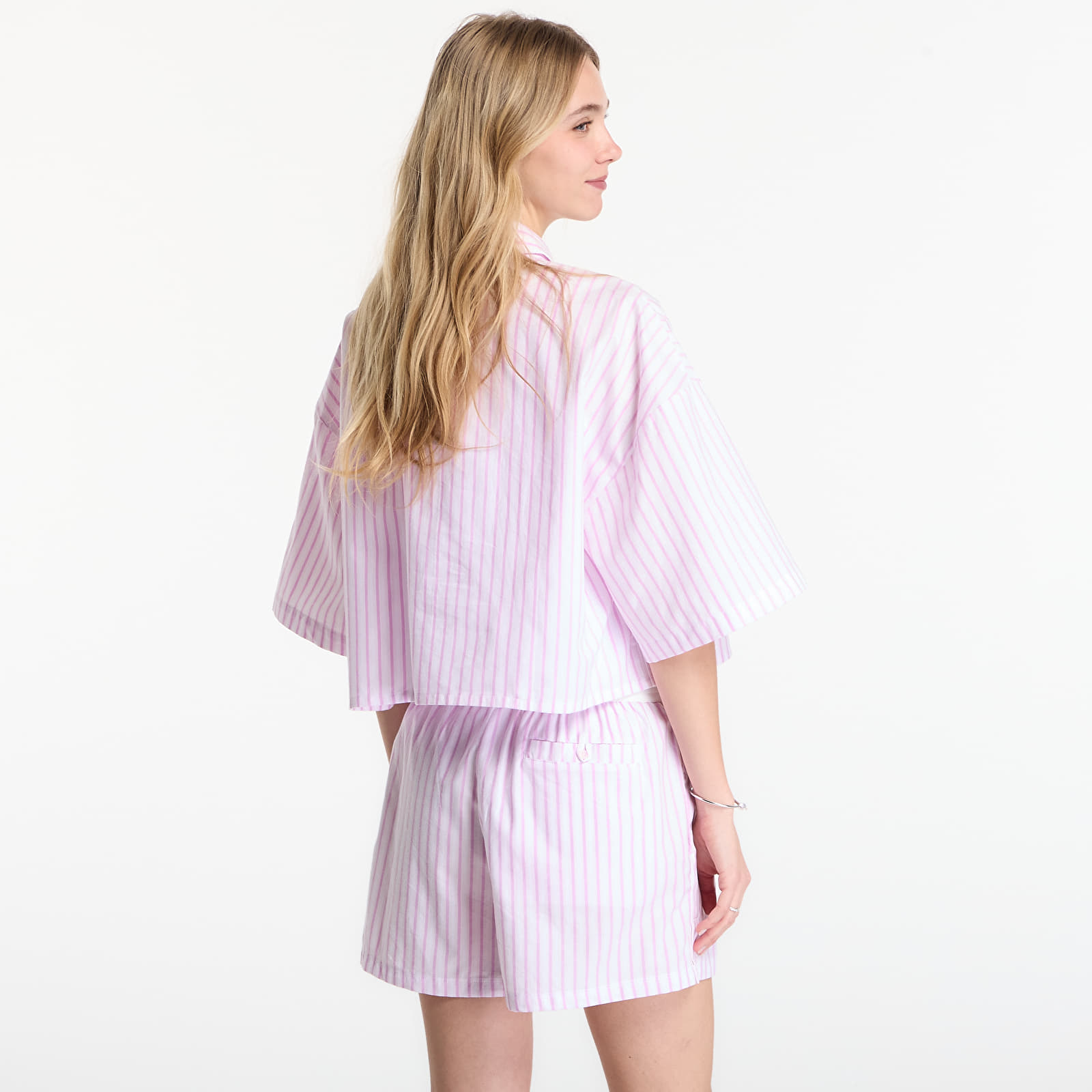 Hemden Nike Sportswear Chill Poplin Women's Oversized Short-Sleeve Top Lt Magenta/ Pink Foam/ Summit White