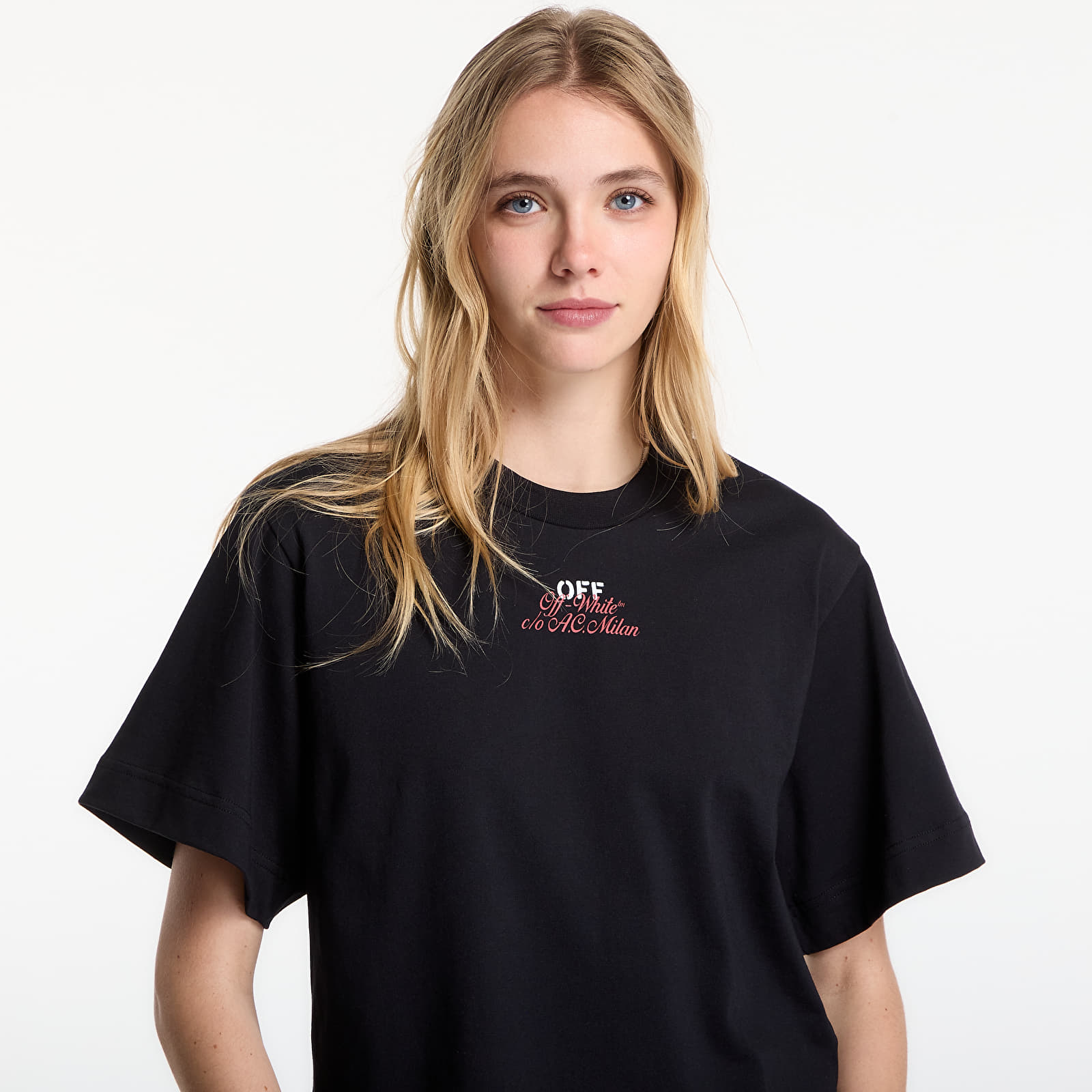 Majice T-shirt Off-White x AC Milan Crop Tee Black/ No Color