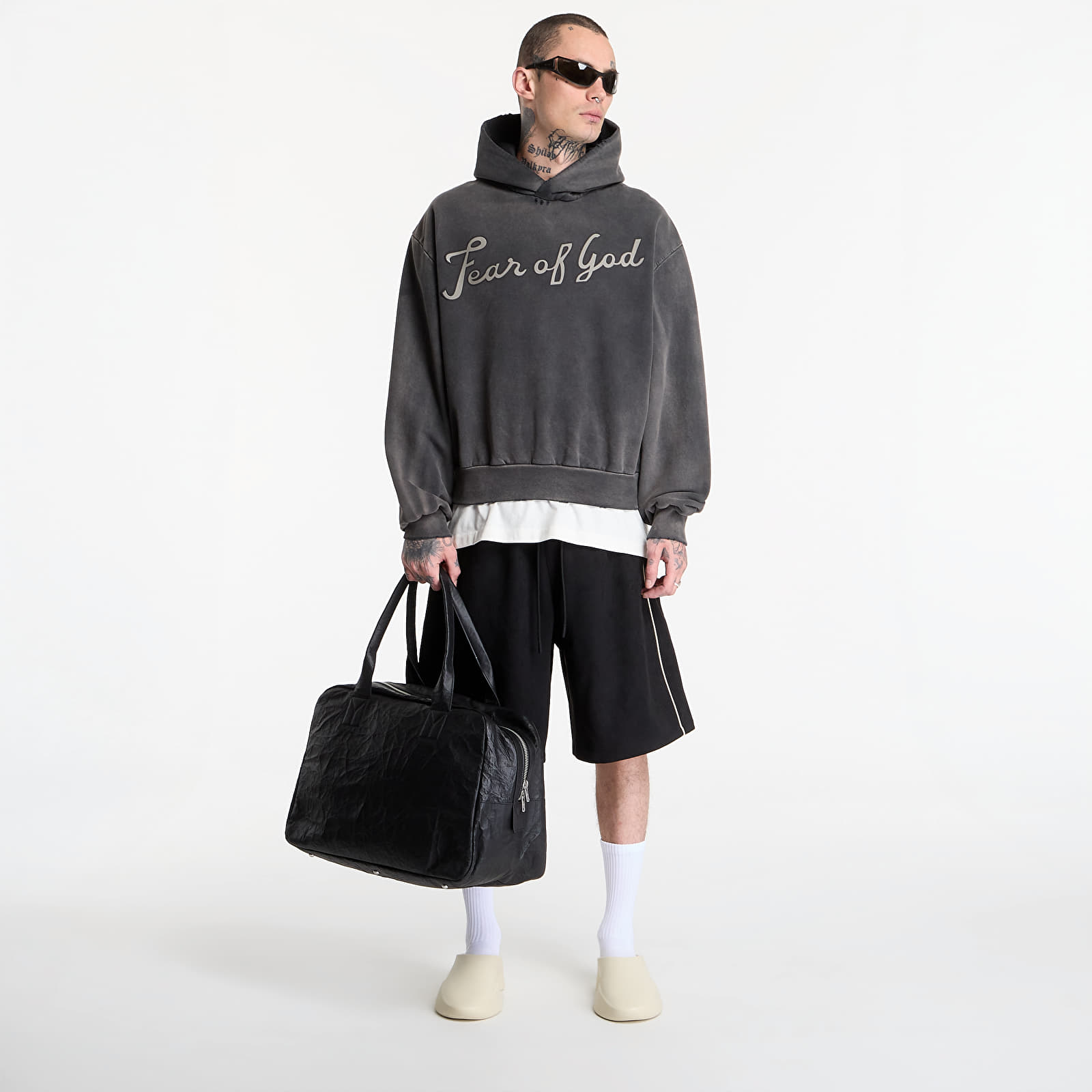Hoodies für Männer Fear Of God 26 Classic Fit Half Raglan Hoodie Off Black