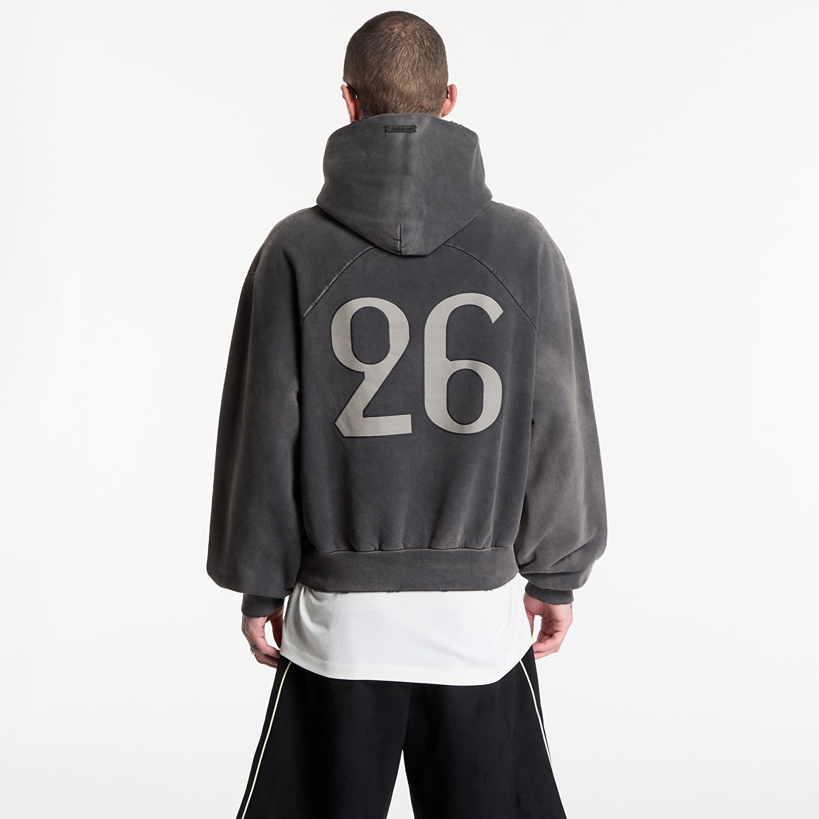 Hoodies für Männer Fear Of God 26 Classic Fit Half Raglan Hoodie Off Black