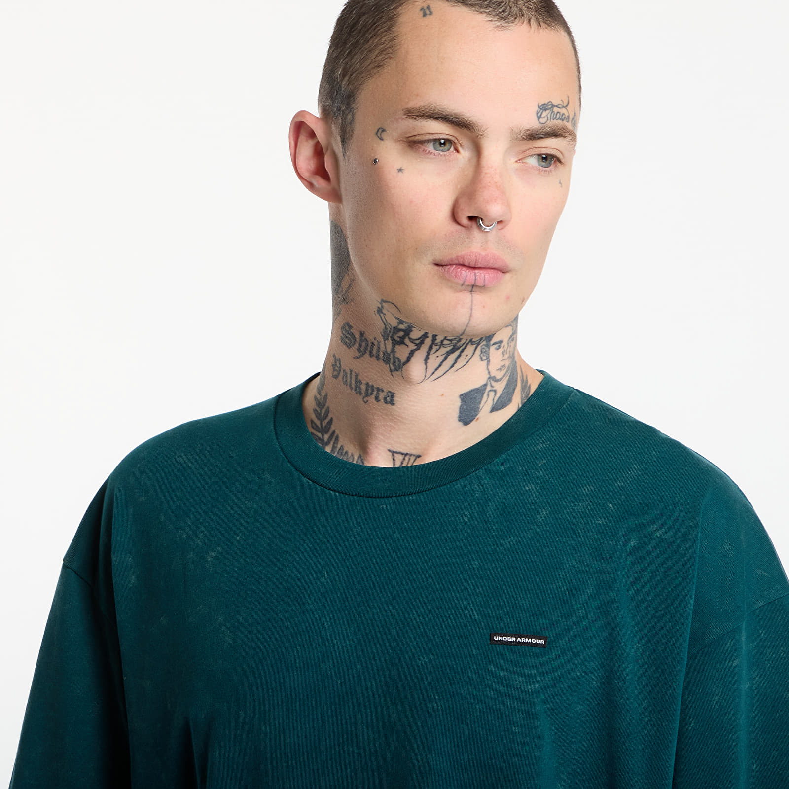 T-shirts Under Armour M HW OS LOGO WASH SS Green