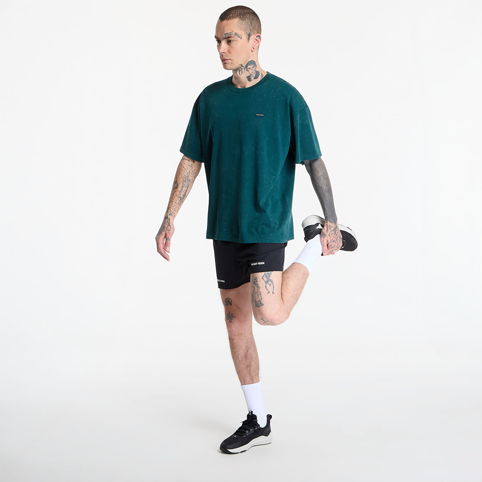 T-shirts Under Armour M HW OS LOGO WASH SS Green