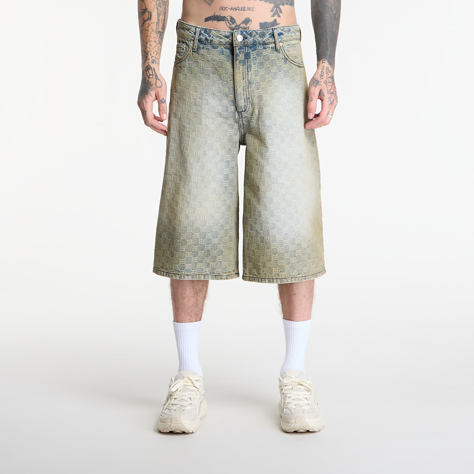 Korte broeken MISBHV Monogram Ocean Washed Denim Shorts UNISEX Pale Blue