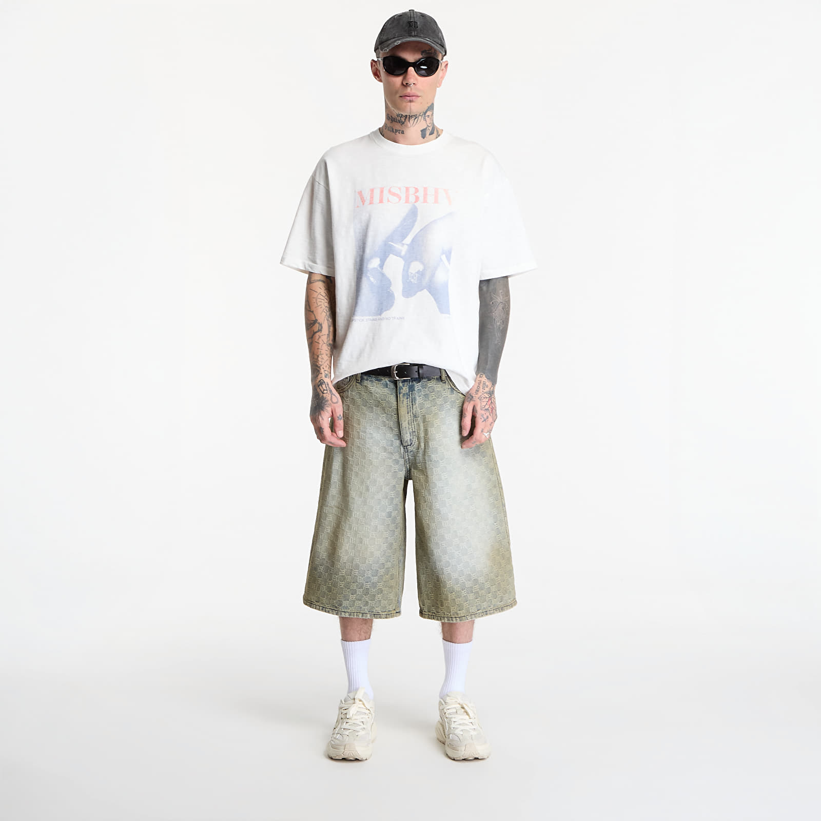 Korte broeken MISBHV Monogram Ocean Washed Denim Shorts UNISEX Pale Blue