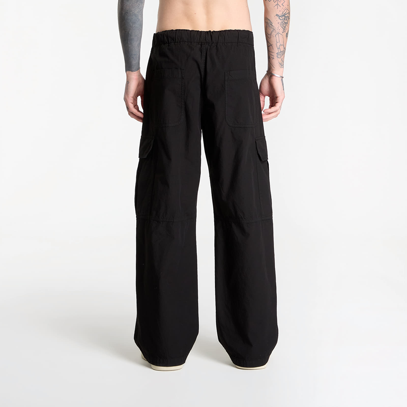 Hlače Palm Angels Curved Logo Loose Cargo Pants Black/ Off White