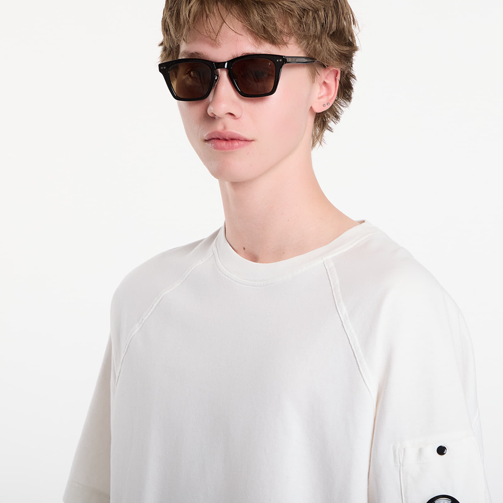 Truien C.P. Company Light Fleece Short Sleeve Sweatshirt Off White
