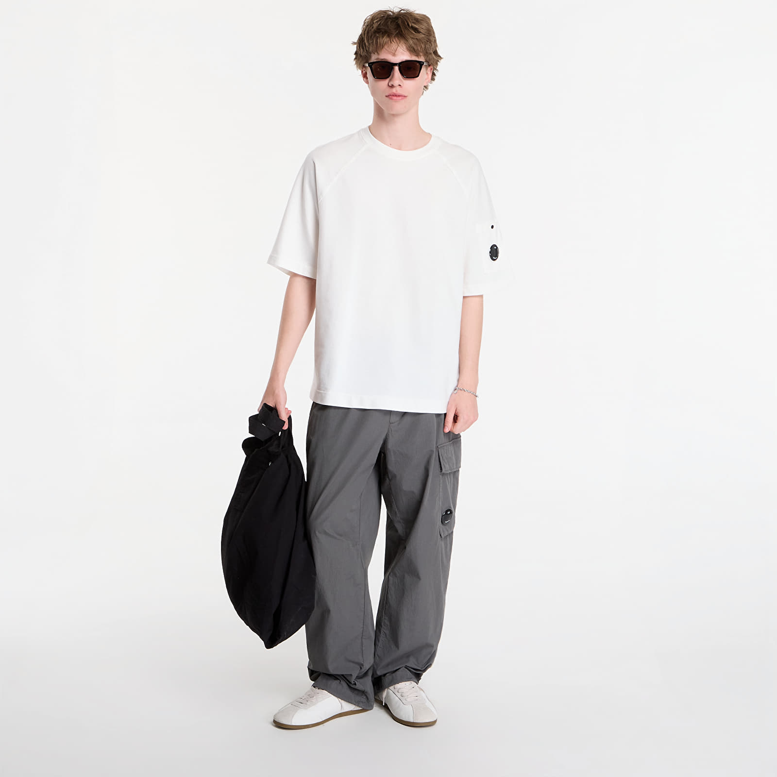 Truien C.P. Company Light Fleece Short Sleeve Sweatshirt Off White