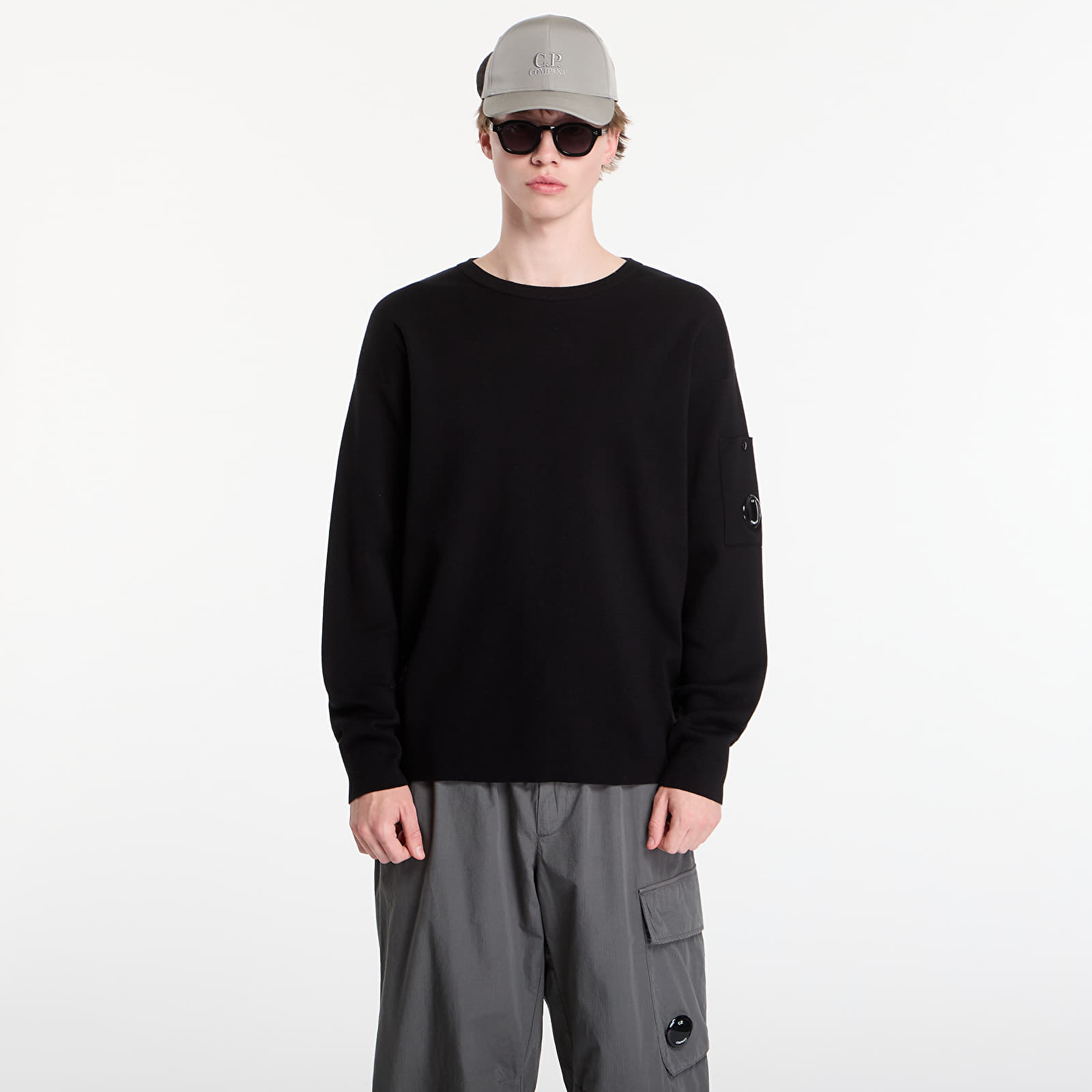 Pullover für Männer C.P. Company Cotton Sea Island Lens Sweater Black