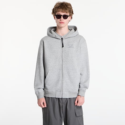 Mikina C.P. Company Diagonal Raised Fleece Zip Hooded Sweatshirt Greystone