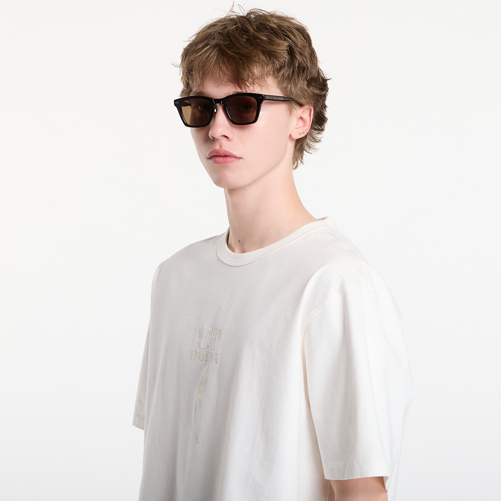 T-shirty męskie C.P. Company Mercerized Jersey 30/2 Twisted Short Sleeve Logo T-Shirt Gauze White