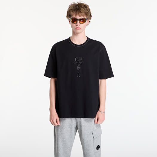T-shirt C.P. Company Mercerized Jersey 30/2 Twisted Short Sleeve Logo T-Shirt Black