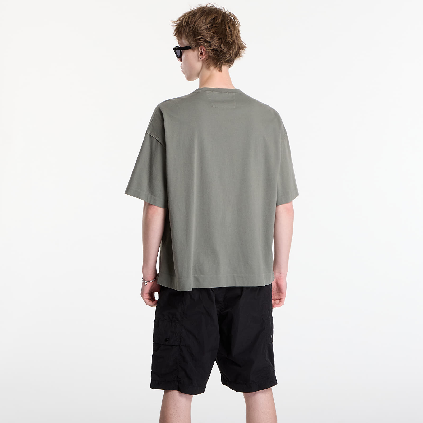 Pánske tričká C.P. Company 20/1 Jersey Short Sleeve Boxy Logo T-Shirt Gunmetal