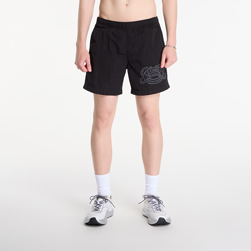 C.P. Company Eco-Chrome R Graphic Embroidery Swim Shorts Black