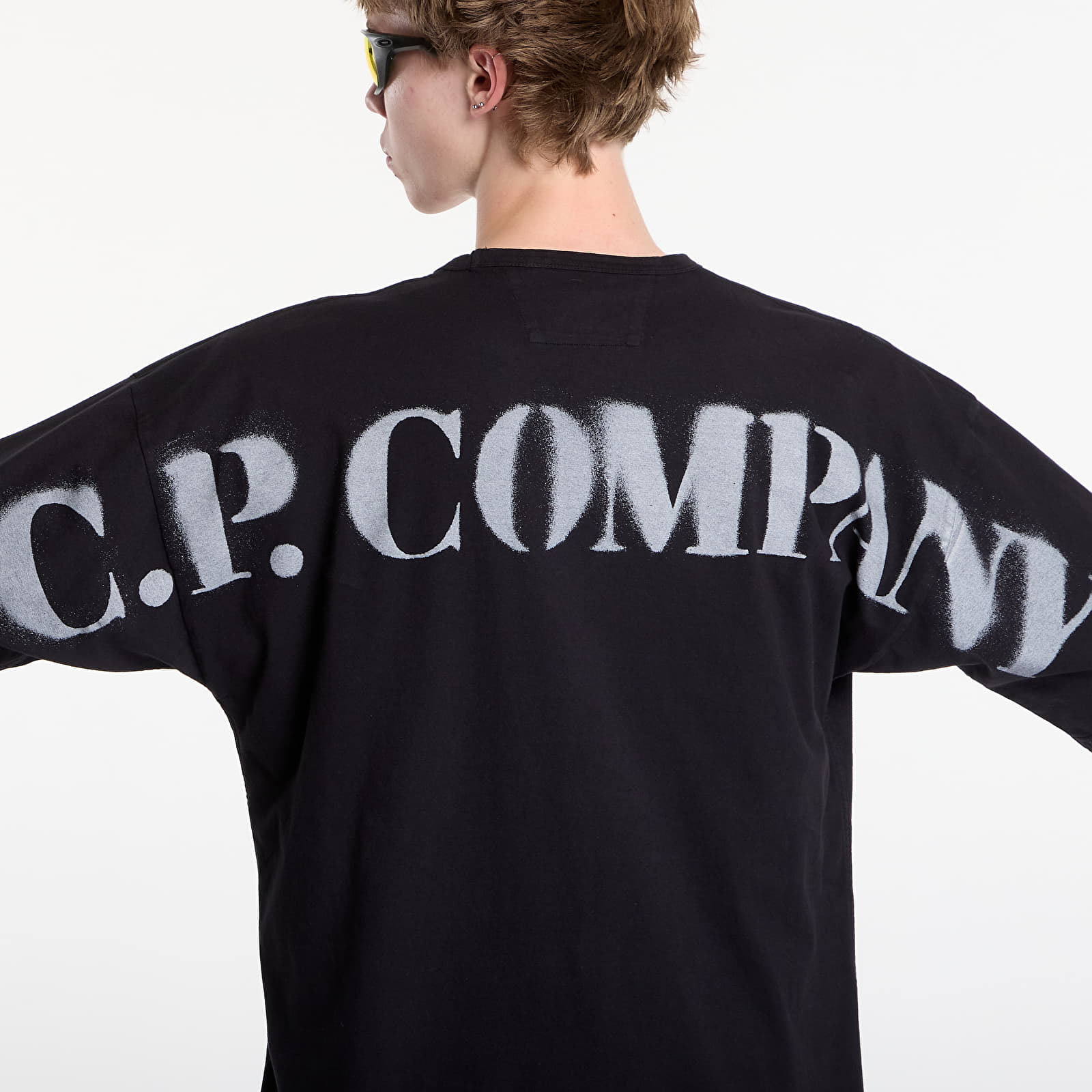 Pánske tričká C.P. Company 1020 Jersey Short Sleeve Stencil T-Shirt Black