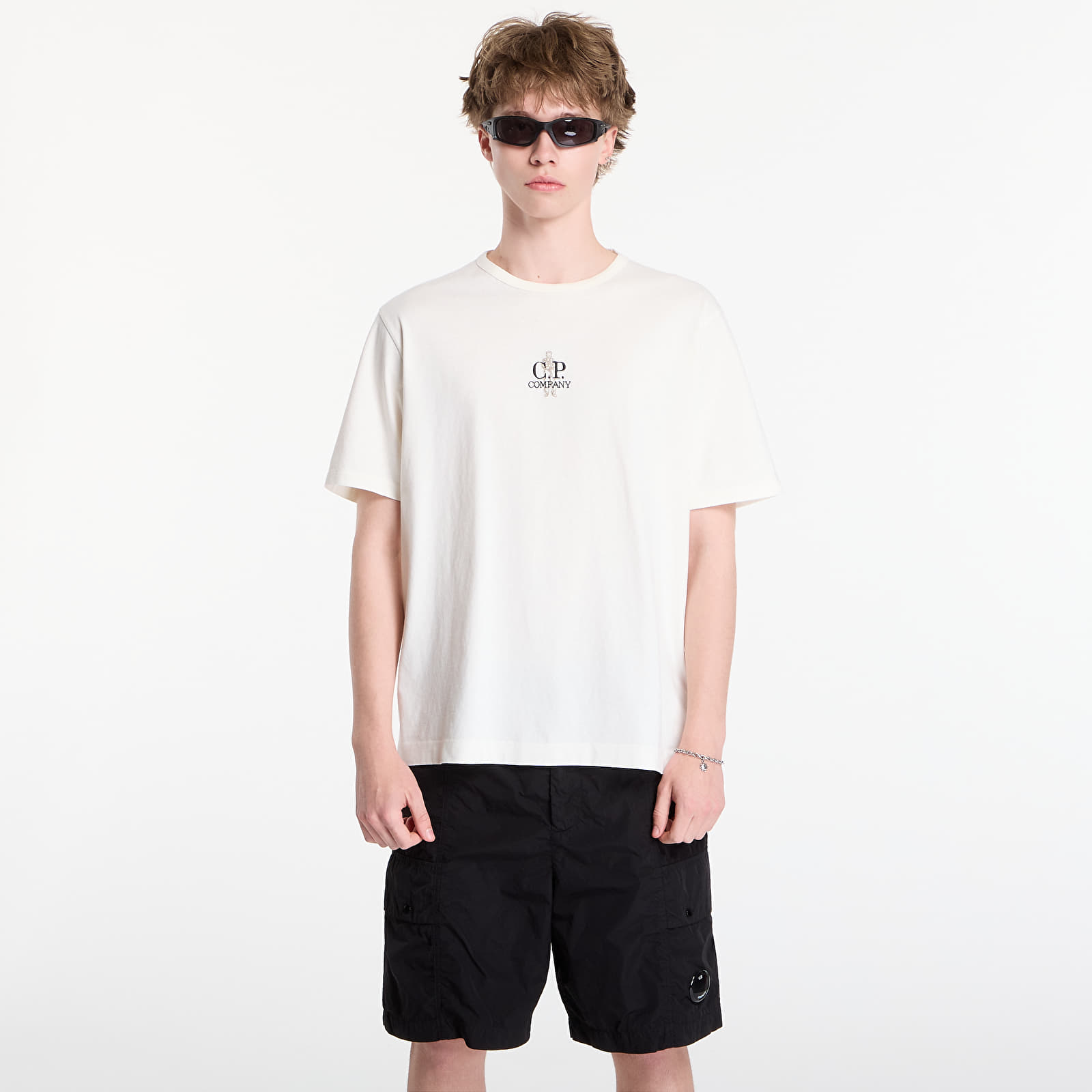 T-shirty męskie C.P. Company 1020 Jersey Short Sleeve Embroidery T-Shirt Gauze White