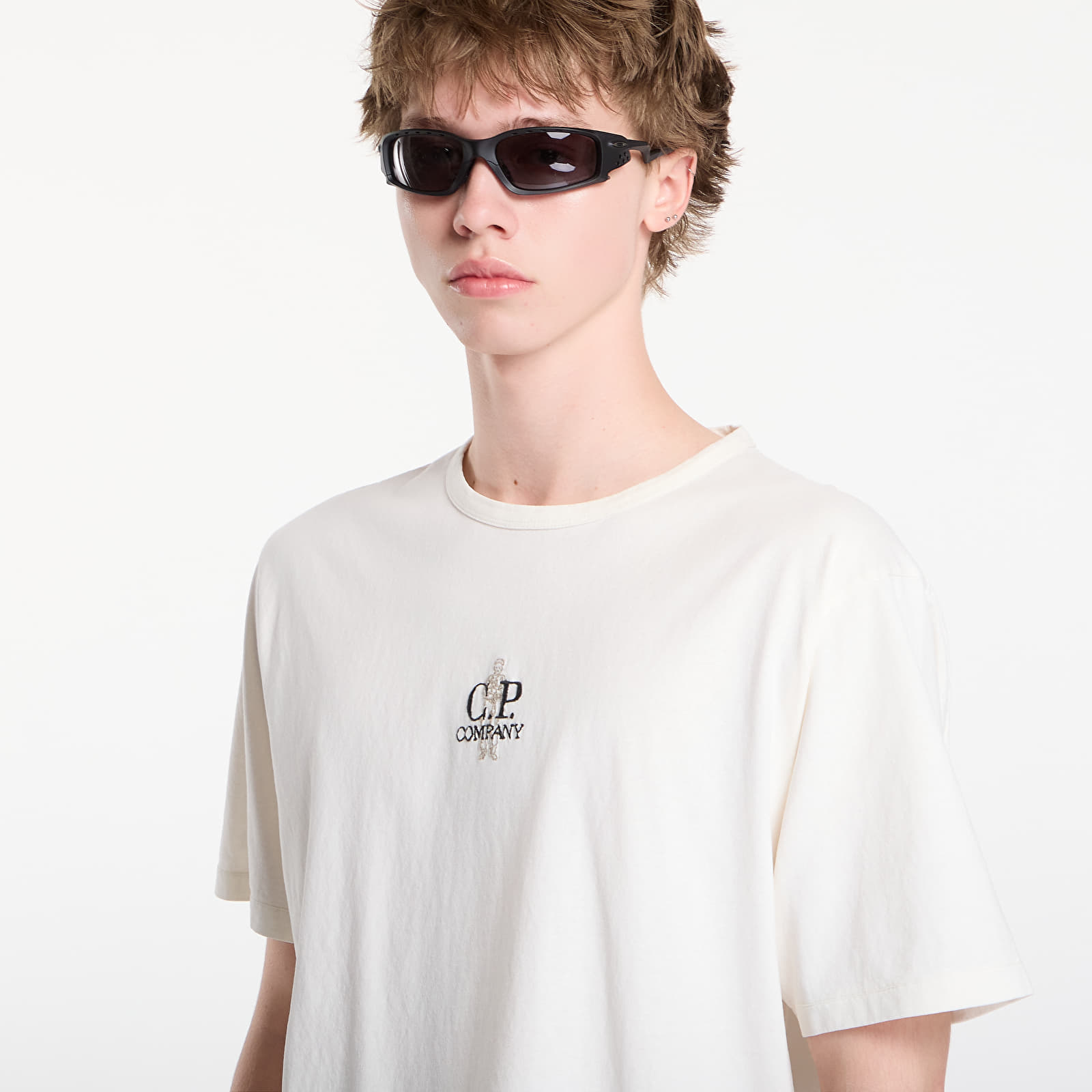 T-shirty męskie C.P. Company 1020 Jersey Short Sleeve Embroidery T-Shirt Gauze White