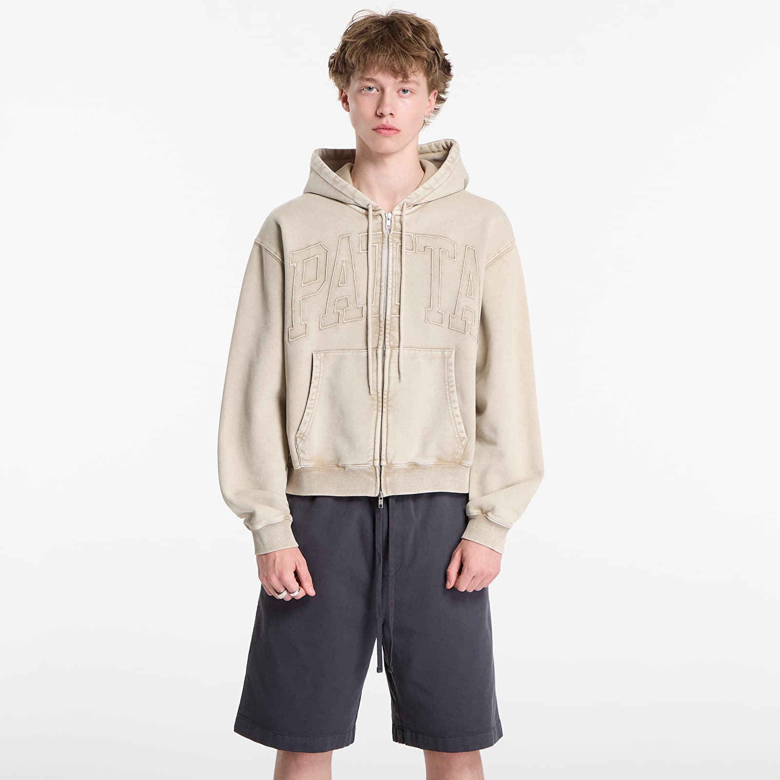 Sweatshirts Patta Loopback Logo Zip Hooded Sweater UNISEX Irish Cream