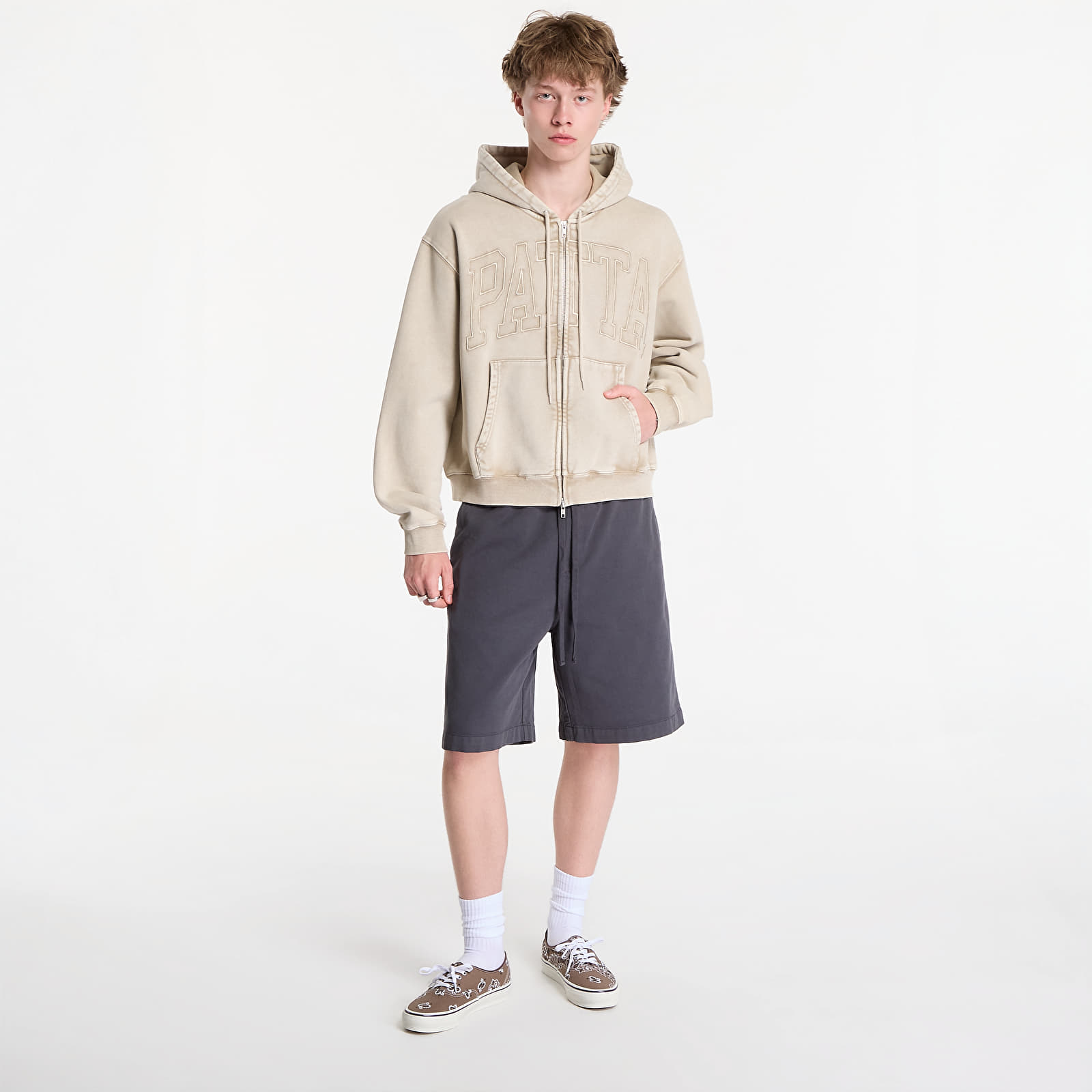 Sweatshirts Patta Loopback Logo Zip Hooded Sweater UNISEX Irish Cream