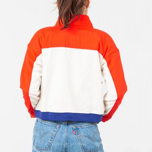 nike blue and orange polar fleece half zip sweatshirt