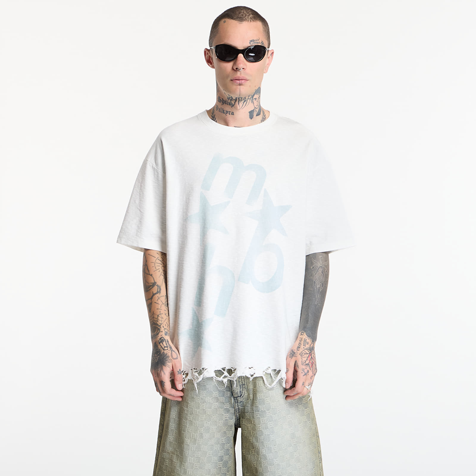 Marškinėliai MISBHV Distressed Mbh Star T-Shirt UNISEX Off White
