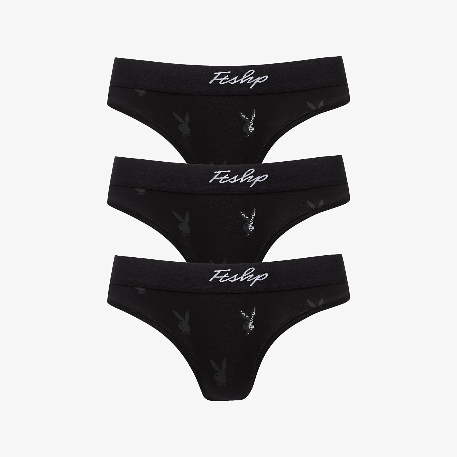 Panties Playboy x FTSHP Underwear Womans Brief 3 Pack Black
