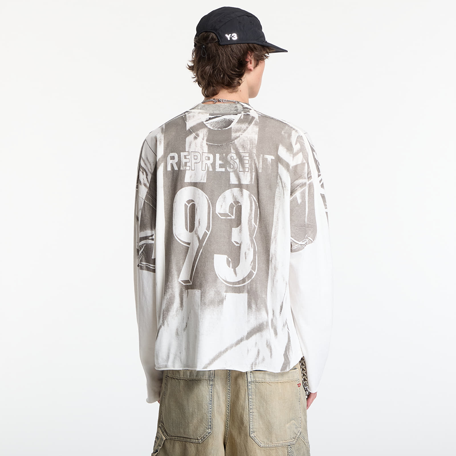 T-särgid REPRESENT Printed Ls Football Top UNISEX Flat White