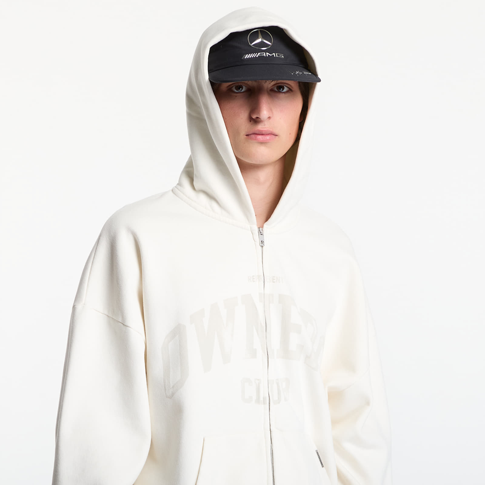 Hettegensere og sweatshirts REPRESENT Owners Zip Through Hoodie UNISEX Chalk