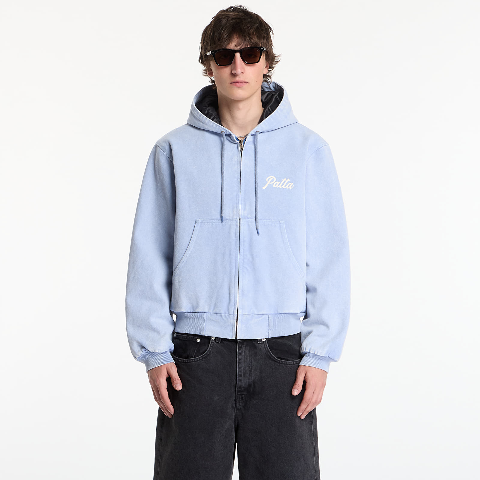 Kurtki Patta Peace Canvas Hooded Jacket UNISEX Light Blue Denim