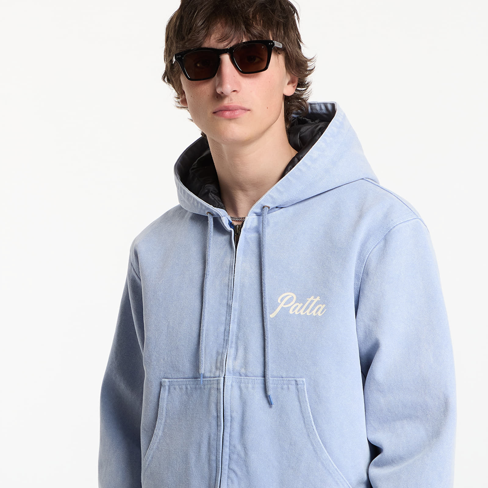 Kurtki Patta Peace Canvas Hooded Jacket UNISEX Light Blue Denim